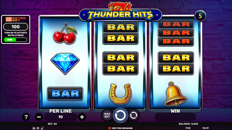 777 Thunder Hits slot key art — storm themed reels