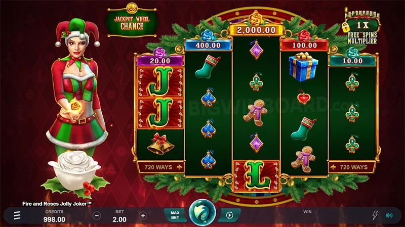 Fire and Roses Jolly Joker slot gameplay — classic joker themed reels