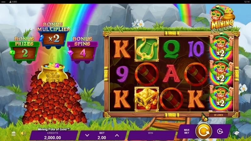 Mining Pots of Gold slot gameplay — gold rush jackpot reels